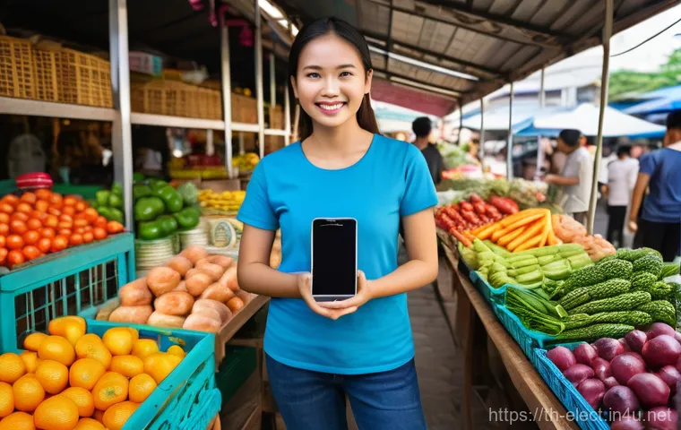 전자기기 시험 후기 모음 - **AI Smartphone Translation in a Thai Market**
    A vibrant, realistic photograph of a young adult,...